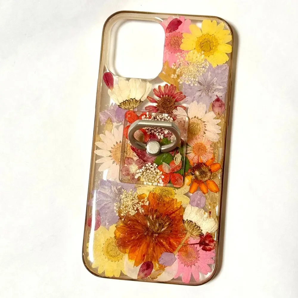 GENUINE FLOWERS iPhone 12 Floral Case! Finger ring built-in HIGH QUALITY